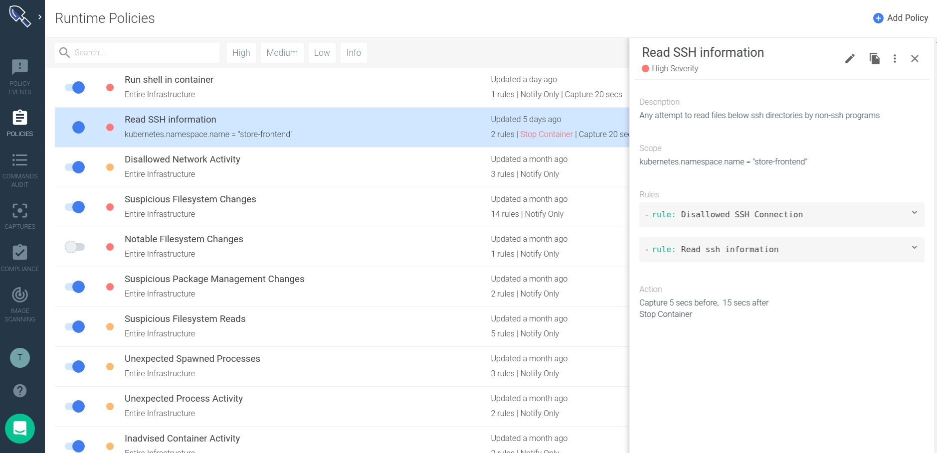 Runtime policy editor