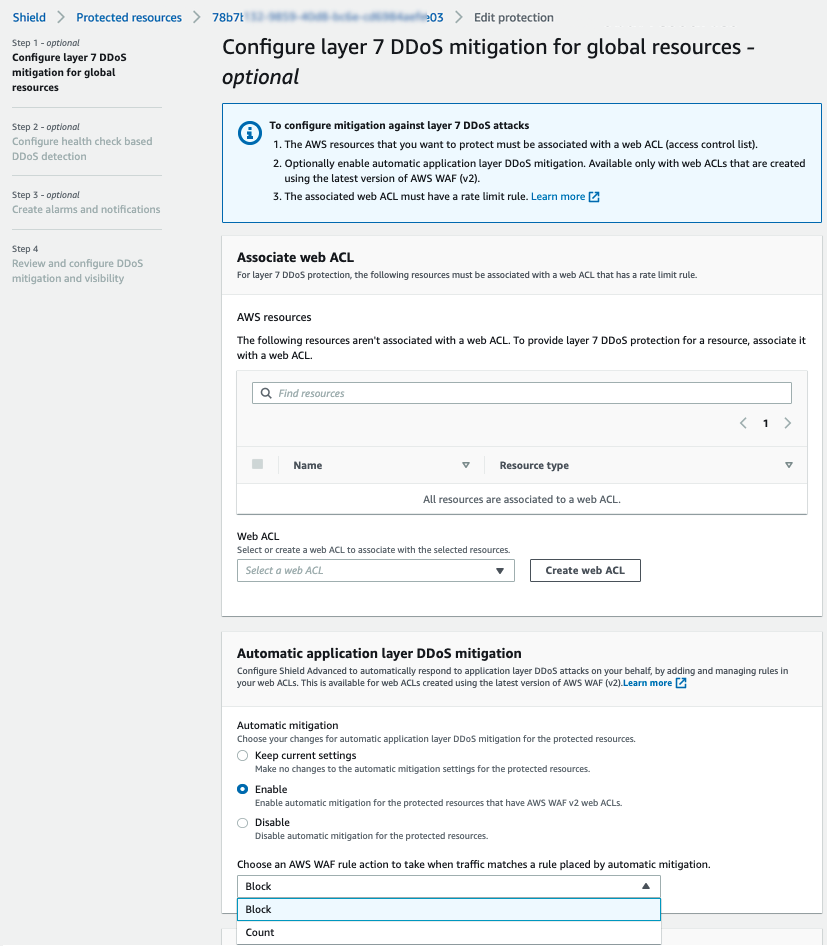 image_tooltip DDoS mitigation configuration settings screen.