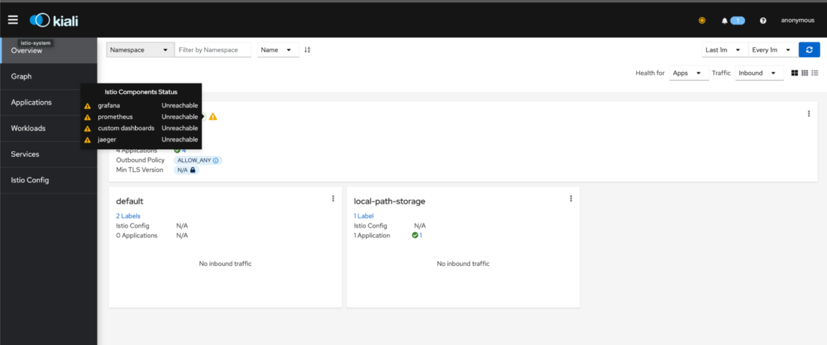 image_tooltip Kaili web console overview screen